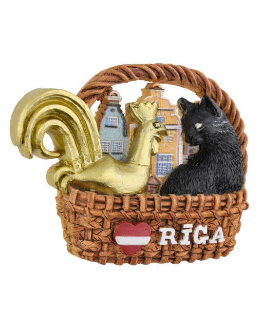 Ledusskapja magnēts Rīga Gailis un Kaķis grozā